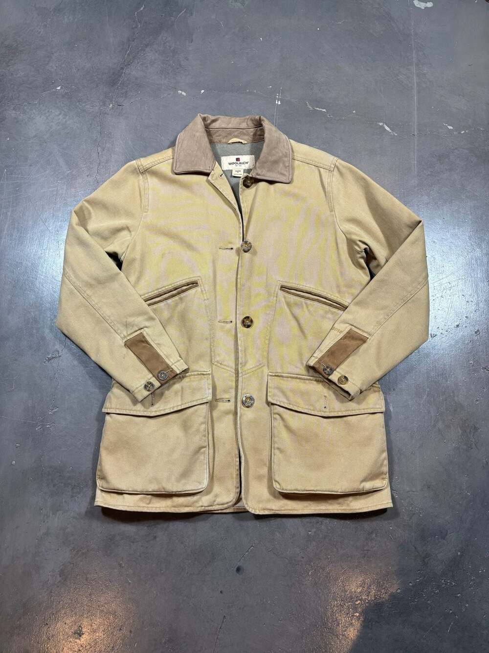 Woolrich Canvas Chore Field Jacket Suede Trim Fleece Lined women’s S